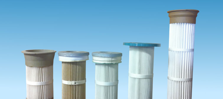 Pleated dust collector filter bags and cartridges